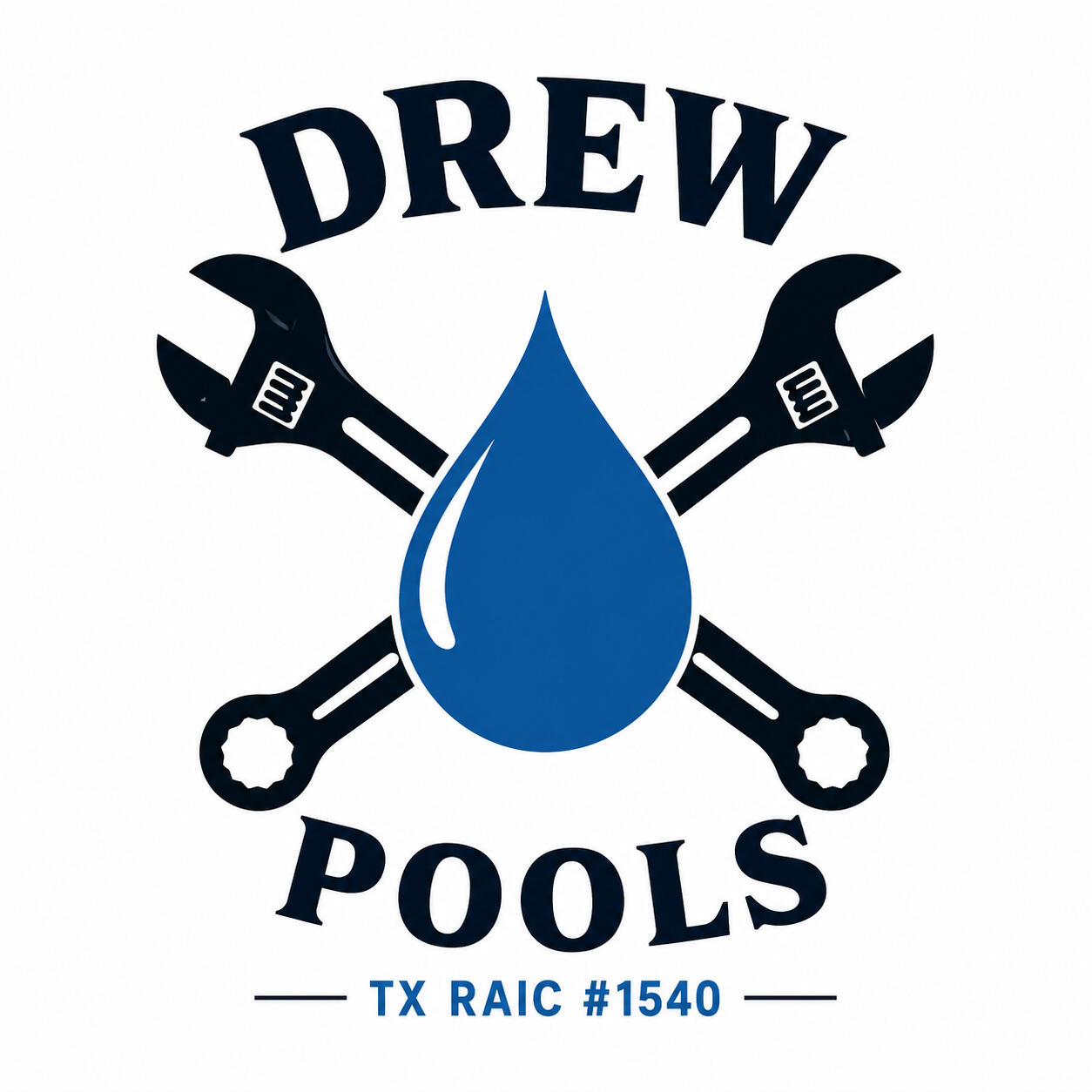 Drew Pools Logo | Katy, TX Drew Pools Logo of pool equipment specialist in Katy, TX.